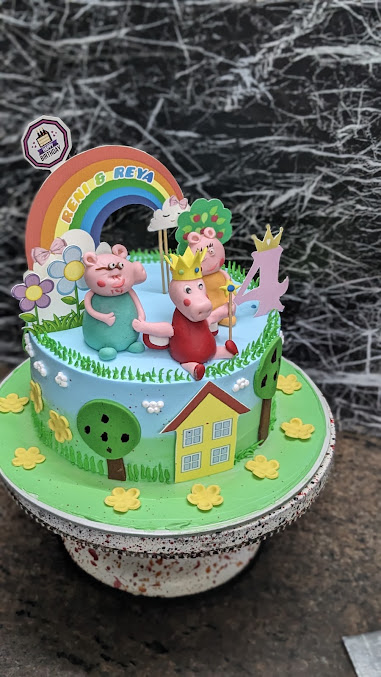 Rainbow Garden Birthday cake photographed by Gravity Cakes